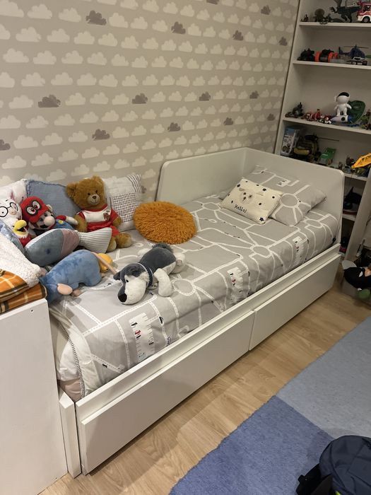 cama c/cama-gavet+arrumação, branco, 90x200 cm
