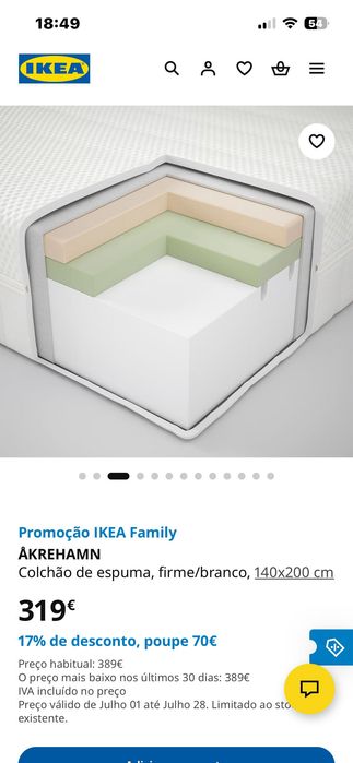Colchão de espuma, firme/branco 140X200 cm