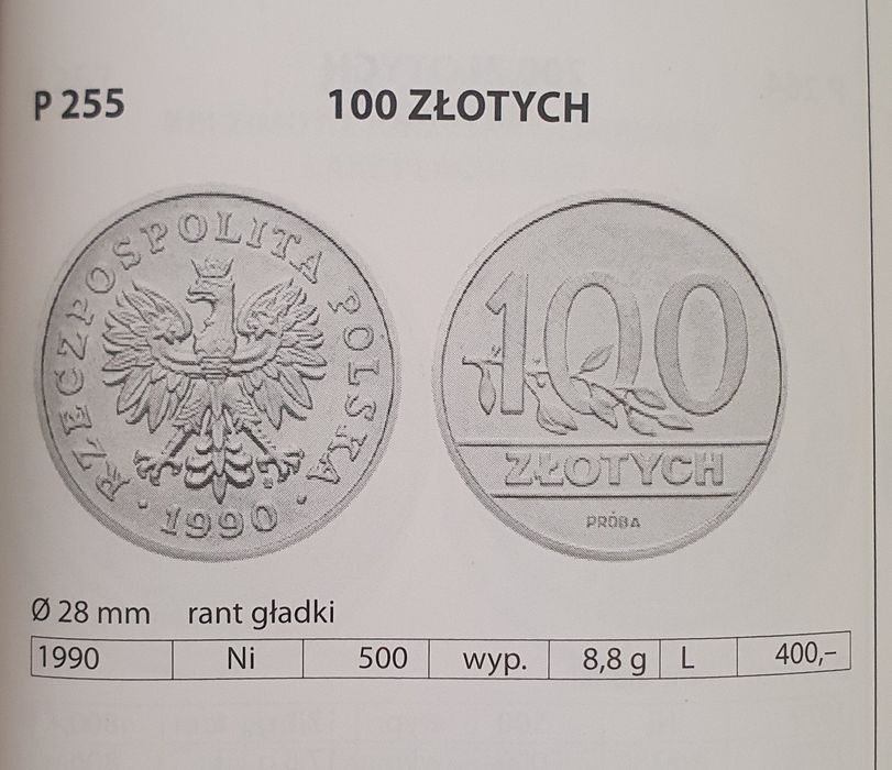Moneta 100zł z 1990 roku