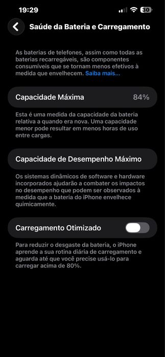 IPhone 14 Plus  saude da bateria  84