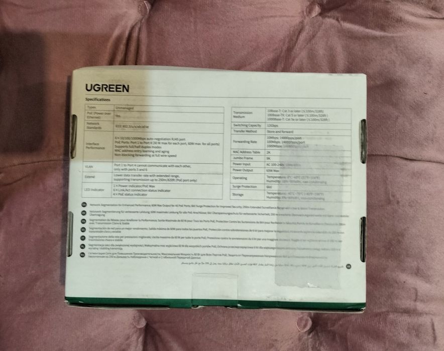 Switch Ethernet Gigabit PoE de 6 portas da UGREEN.