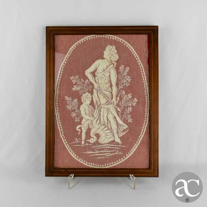 Quadro em Renda / Bordado Filé, emoldurado