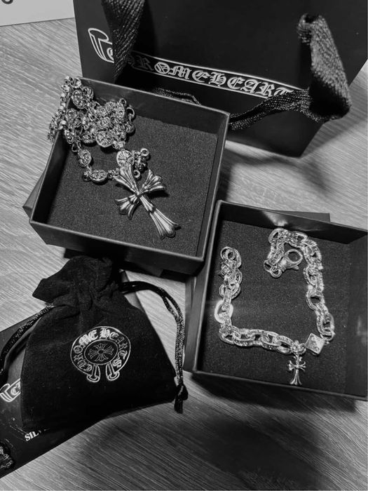 Підвіска Хрестик Chrome Hearts / Масивний ланцюжок Хром Хартс на шию / Срібний кулон с крестом y2k