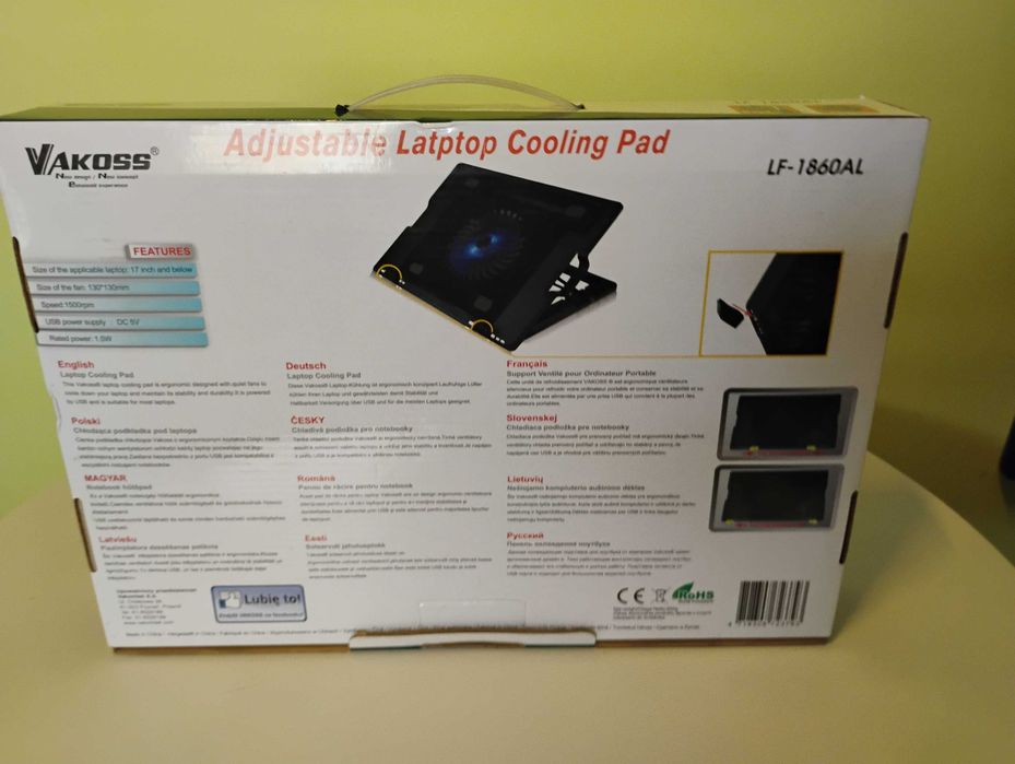 Podstawka chłodząca VAKOSS do laptopa 17 cali LF-1860AL Czarny