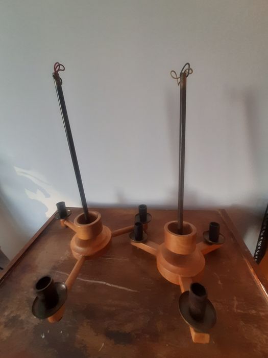 Para żyrandoli retro vintage prl