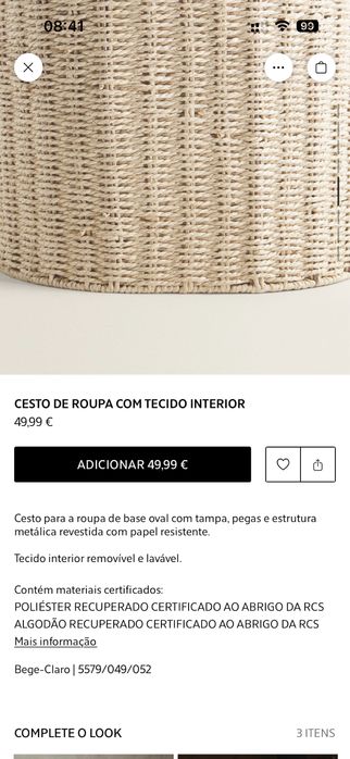 Cesto roupa Zara Home