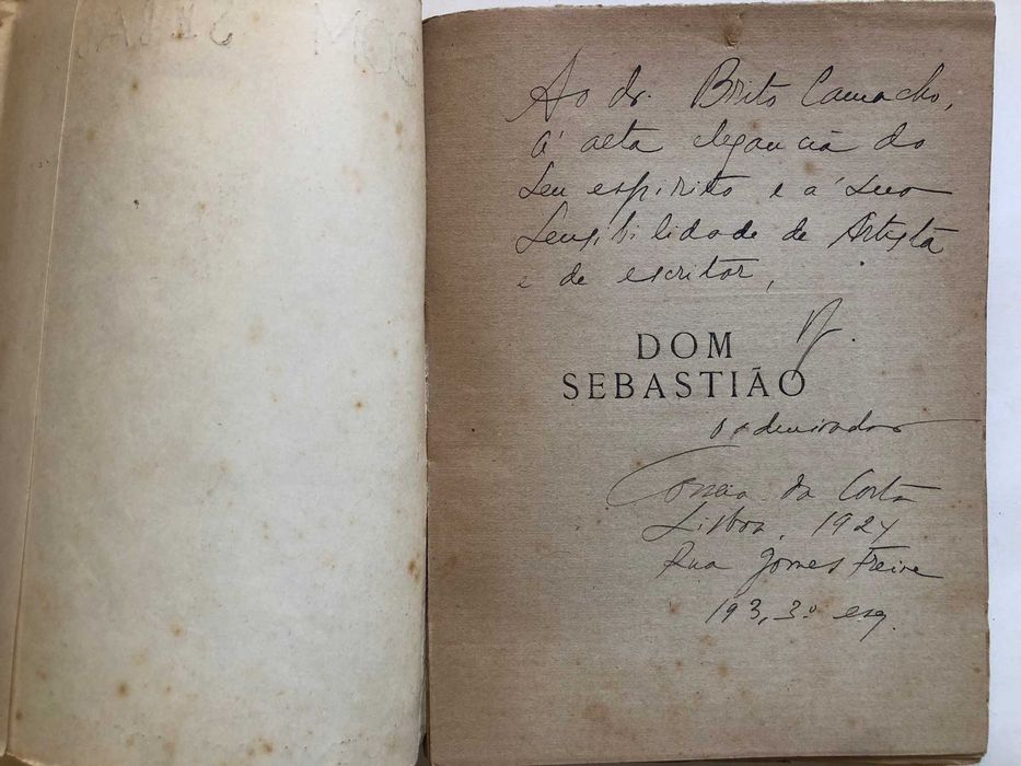 Dom Sebastião - Correia da Costa - Dedic. do Autor ao Dr Brito Camacho