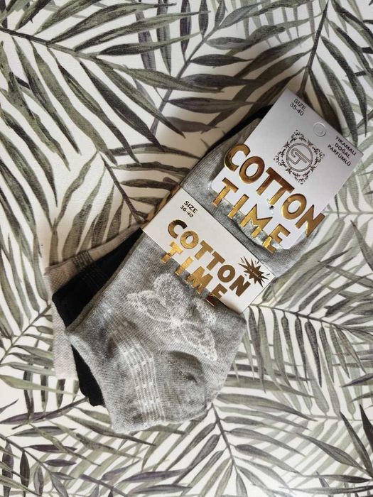 Stopki niskie skarpetki damskie nowe 3pak czarne szare beż 36-40 motyl