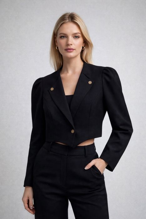 Marynarka żakiet damski bawarski Meico 40 L bawełna Len Vintage