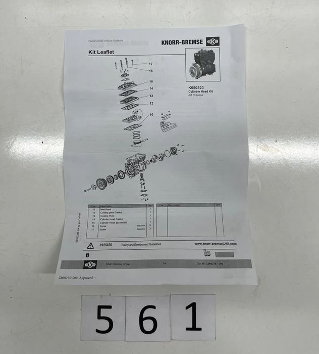 zestaw głowicy cylindra sprężarki powietrza knorr-bremse k060323k50