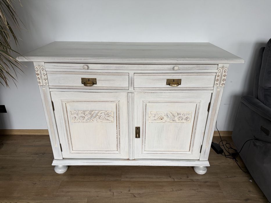 Stylowa komoda prowansalska 134 cm | Kredens shabby chic | Rozkładany blat