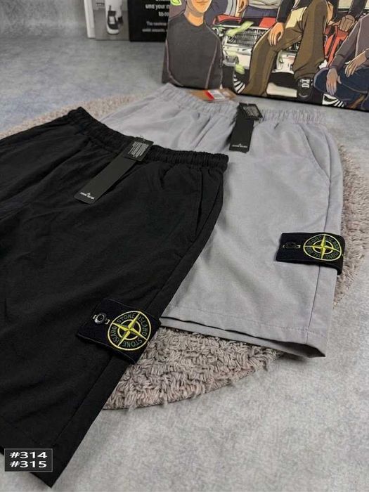 Шорти Stone Island GORE-TEX • Чорні / Сірі XS S M L XL XXL • Стон Айленд GORE TEX