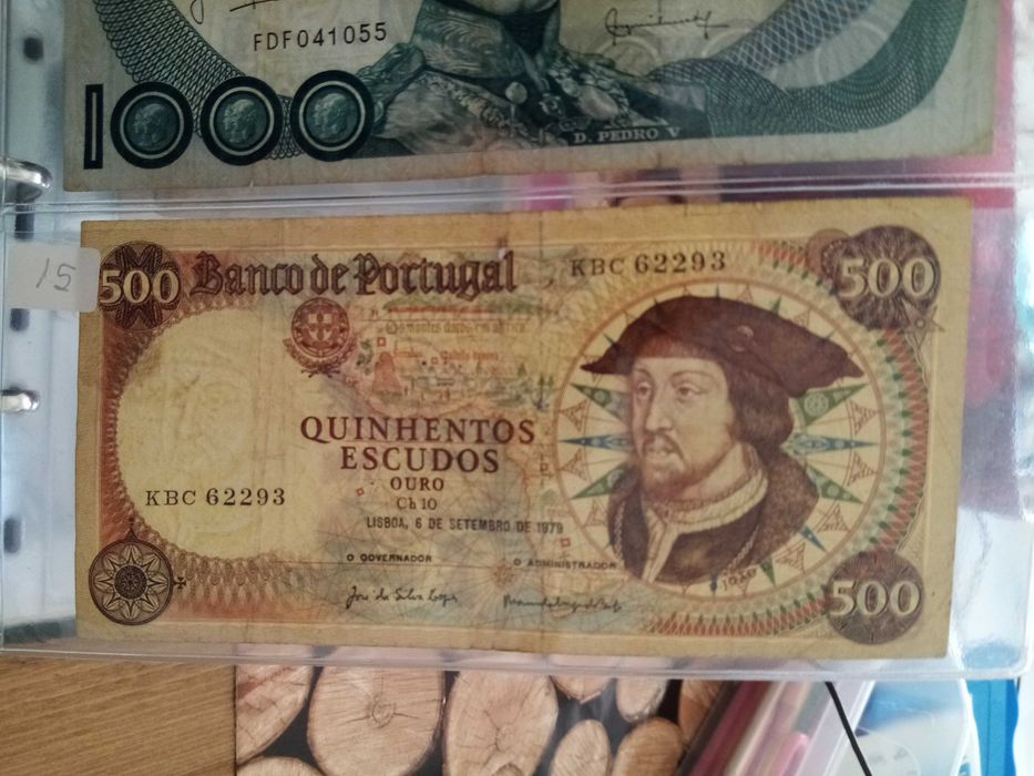 500$00 de D. JOÃO I 6 de Setembro 1979 BEM Conser. com um FURO ao cimo