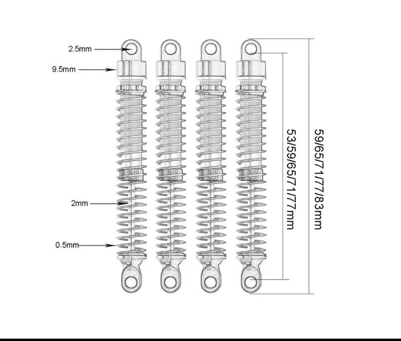 71mm 4 aluminiowe amortyzatory olejowe do modelu rc 1:12 1:14 1:18