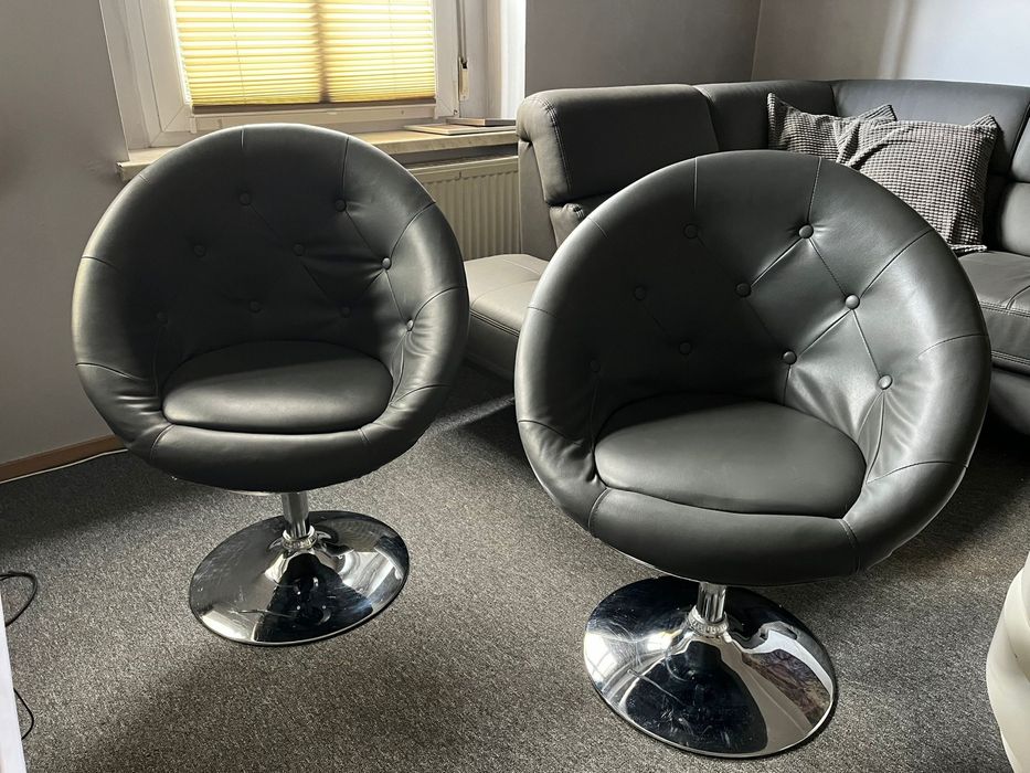 2 fotele obrotowe ekoskóra szare