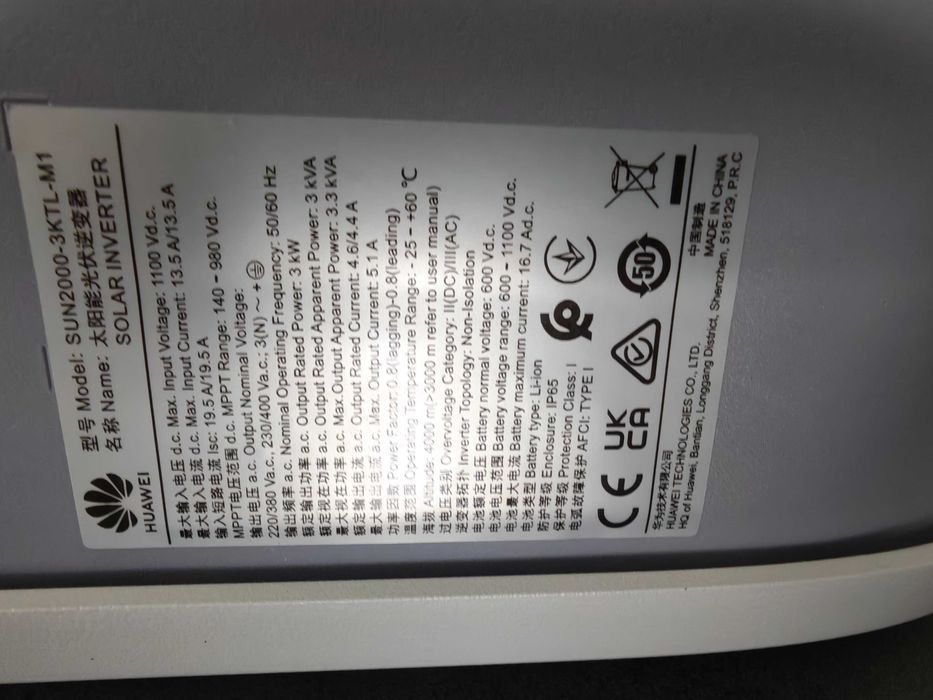 Inversor hibrido Huawei Sun2000 3KTL-M1 Trifásico com contador inteligente Smart Power Sensor