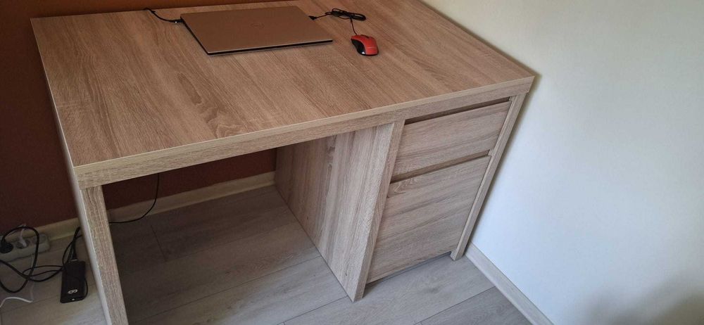 Biurko KASPIAN Black Red White, Dąb Sonoma