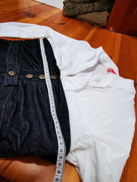 Bluzka tunika elegancka L biało czarna