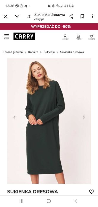 Modna sukienka dresowa Carry melanż w rozmiarze M. Nowa, z metką.