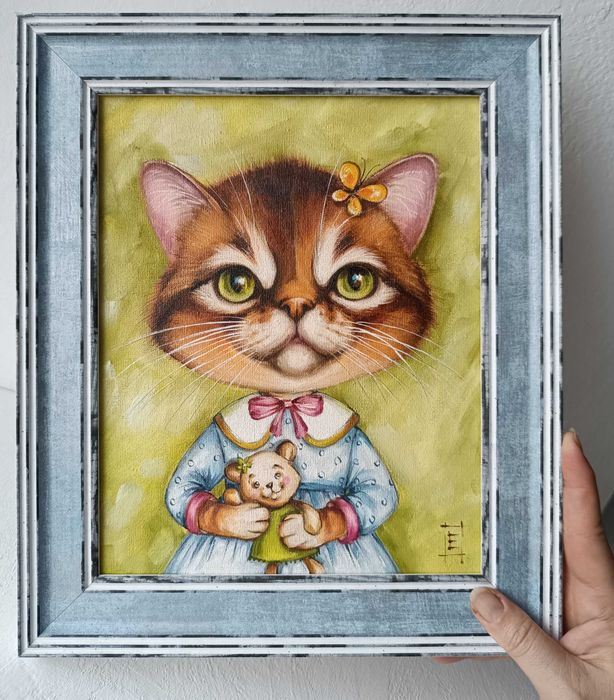 Картина олійними фарбами Портрет Кішки Марсі 20*25 см