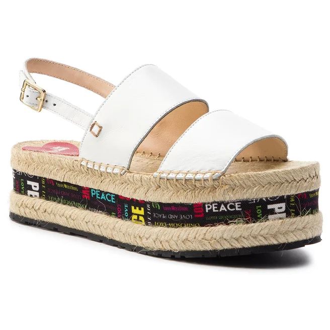 Love Moschino Sandały damskie - Skórzane na koturnie - r 36 - białe