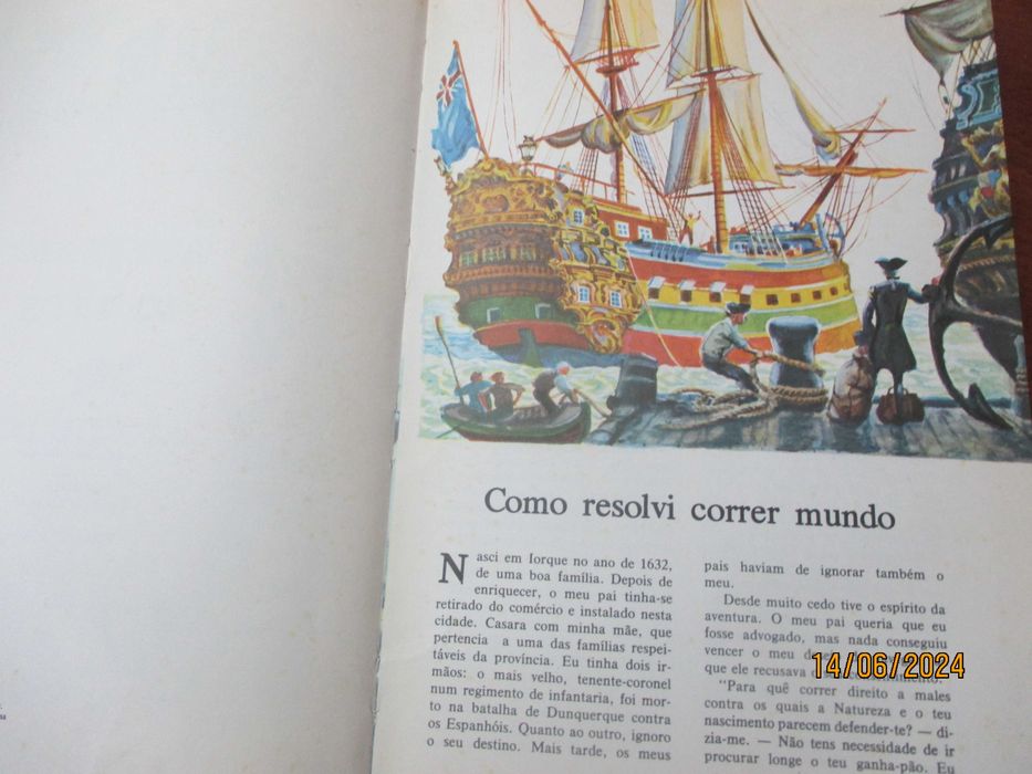 Livro antigo . Robinson Crusoe de Daniel Defoe
