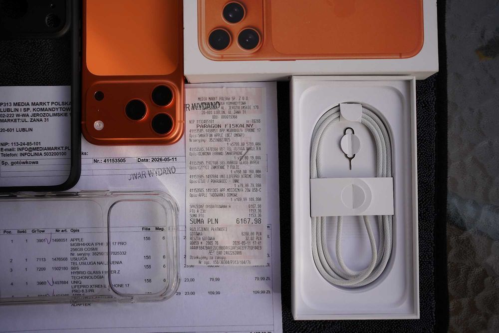 Apple iPhone 17 Pro * Cosmic Orange * Praktycznie nowy * Polska dystrybucja * Gwarancja * Dowód zakupu * IDEAŁ * Bez rat