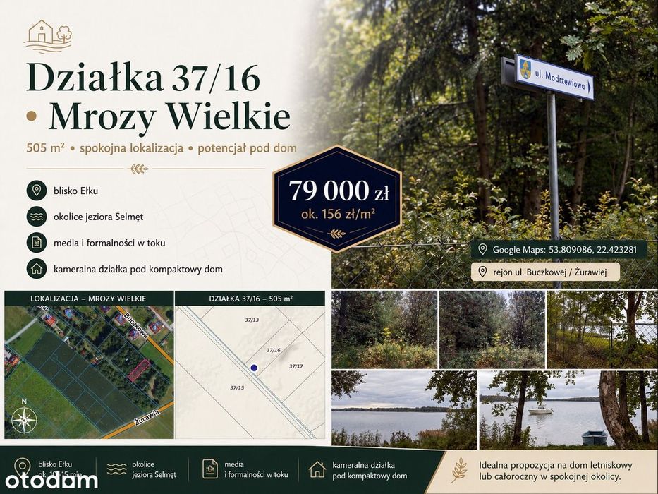 Działka 505 m² | Mrozy Wielkie | 5 km od Ełku | Selmęt | media
