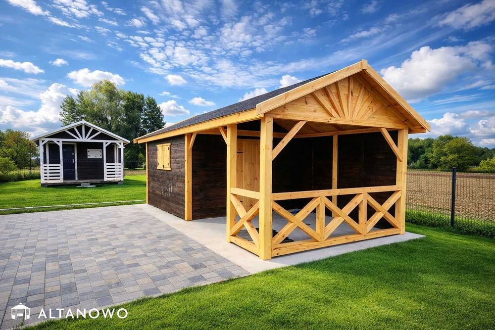 Domek drewniany ogrodowy z altaną bez pozwolenia Rod