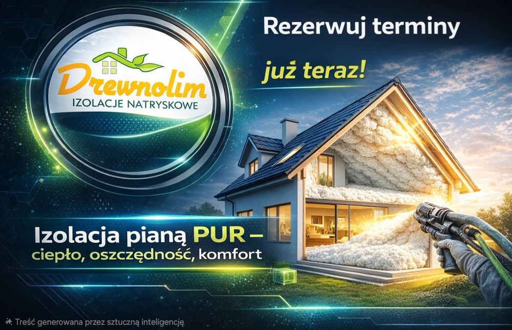 Ocieplenie poddasza pianą PUR izolacja natryskowa dachów Drewnolim