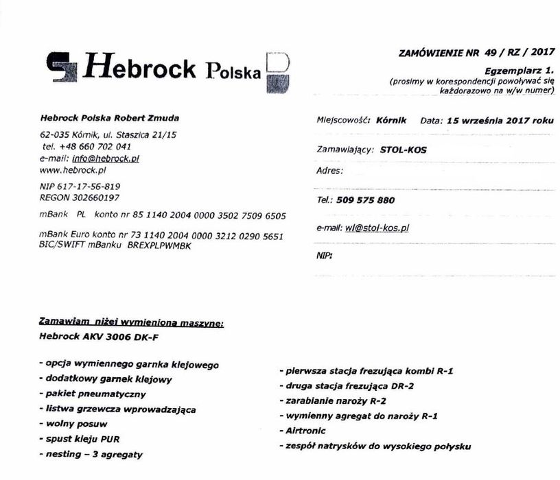 Hebrock AKV 3006 DK F Airtronic Okleiniarka Nesting