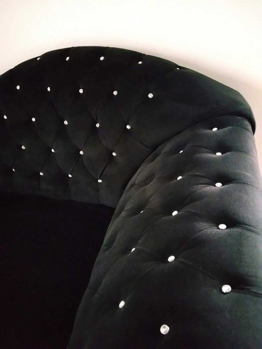 Kanapa Sofa Glamour Szezlong czarna welur