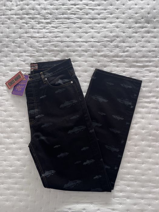 Corteiz Alcatraz Pattern Denim Jeans - Black