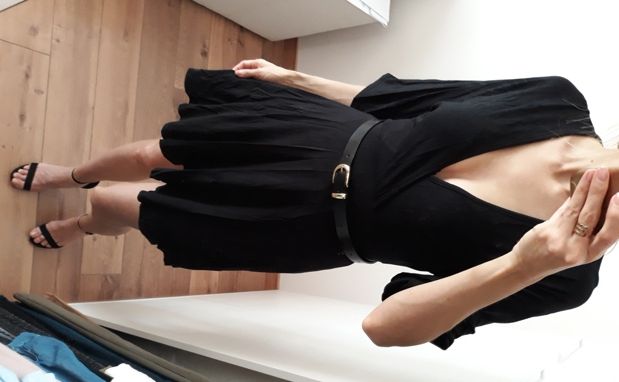 NOWA metka Boohoo sukienka kimono kopertowa czarna wiskoza 36 38