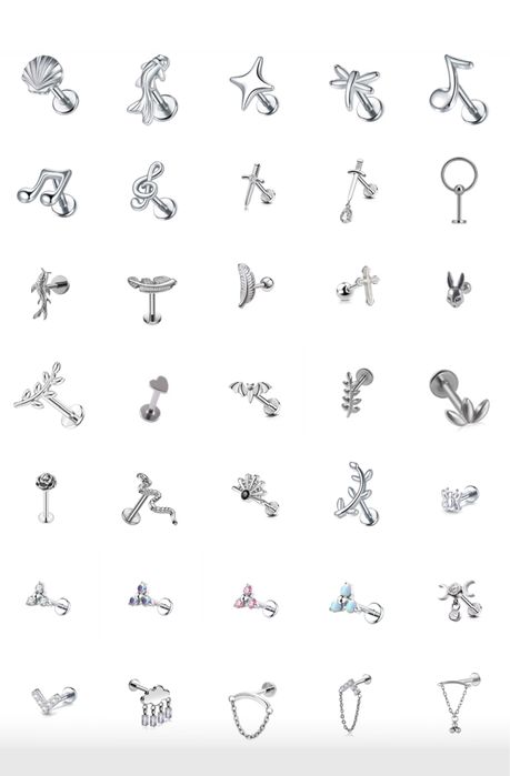 Титановий сріблястий пірсинг лабрет в хрящ пірсинг в ухо