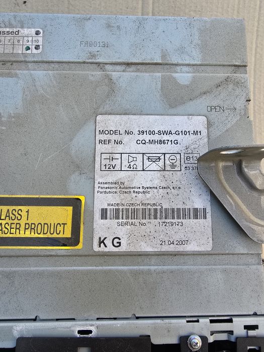 Автомагнитола Honda CR-V 3 07-11 39100-swa-g101 штатная
