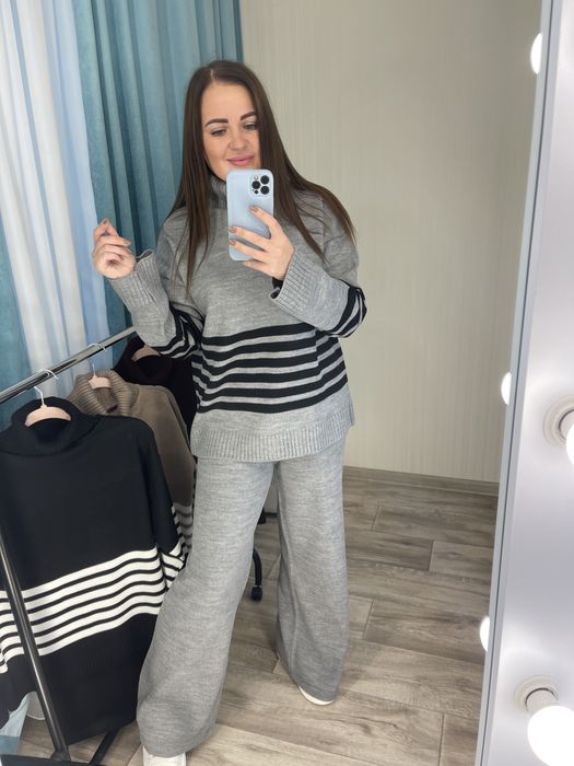 Скидка!!! Женский вязаный костюм бардо 42-48 Жіночий теплий костюм