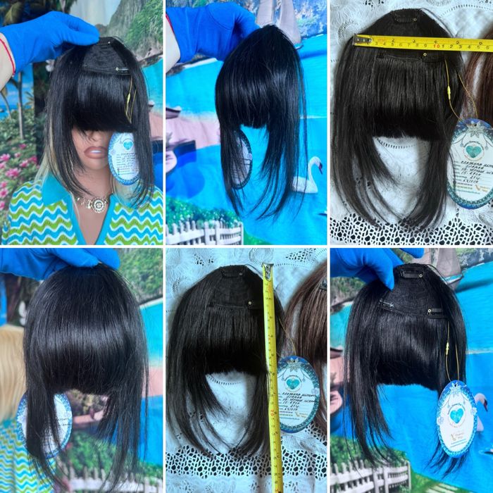 Натуральная накладная густая 3D чёлка славянские детские волосы