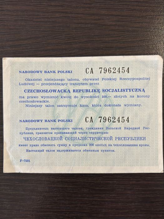 Talon tranzytowy Czechosłowacja