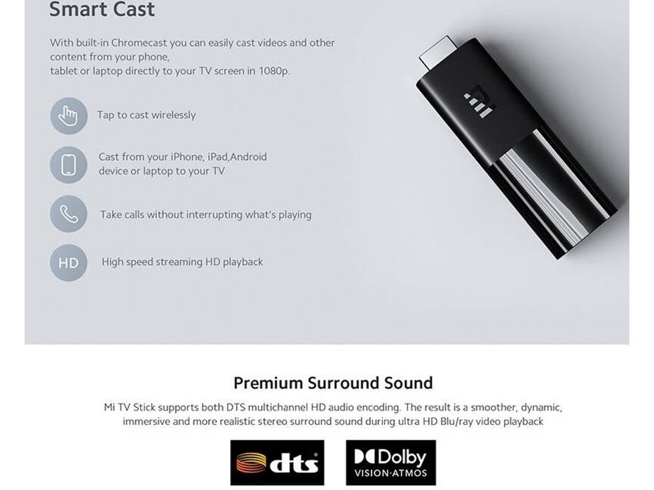 Dongle XIAOMI Mi Stick (Android - Full HD - 1 GB RAM - Wi-Fi)