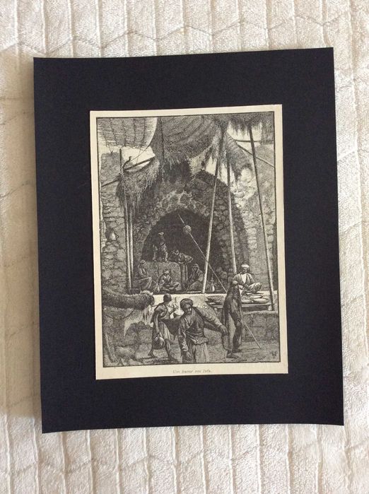 Gravura do século XIX. Um bazar em Jafa