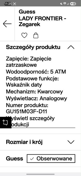 Piekny kobiecy zegarek „Guess Ladies sport”