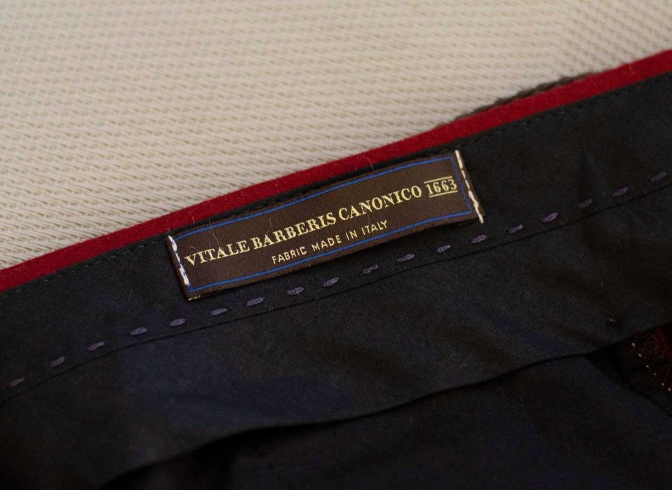 Włoskie spodnie flanelowe Berwich r48, 100% wełna, czerwone, Vitale