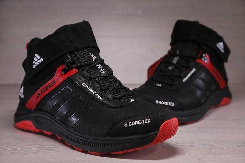 Зимние кроссовки ADIDAS TERREX (A-7) кожаные черно-красные р-ры:41-45