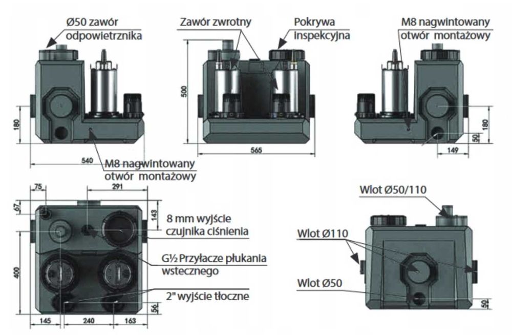Przepompownia ścieków Sanbox 2x750 W
