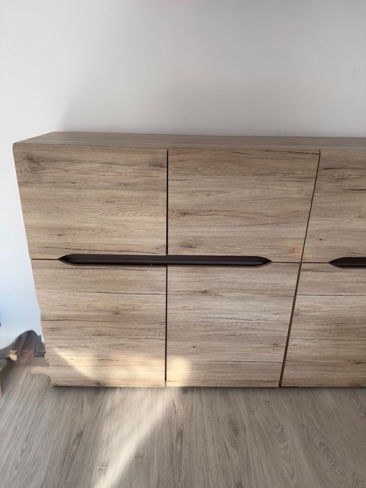 Komoda 4 częściowa Black Red White, dąb sonoma