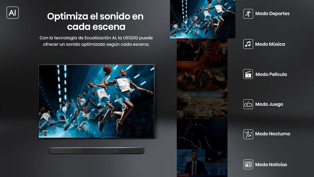 Soundbar Hisense U5120gw Atmos (5.1.2 - Subwoofer Sem Fios)