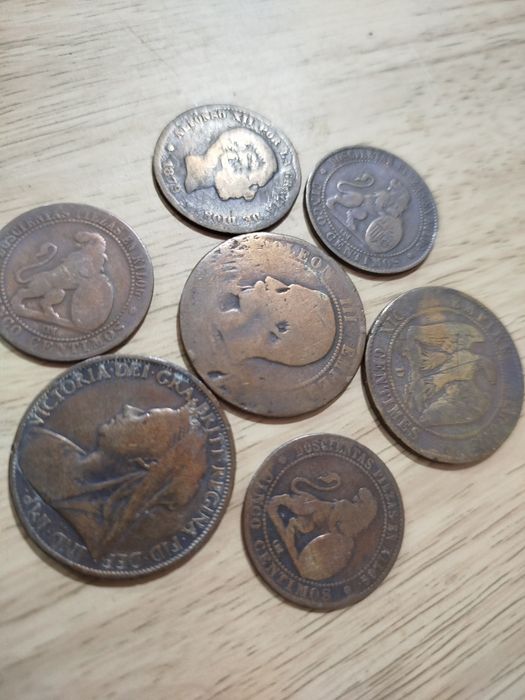 Moedas em cobre antigas