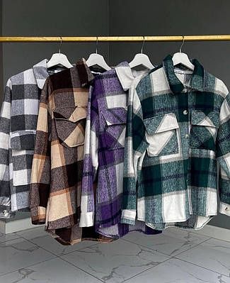 Рубашка клетка тёплая