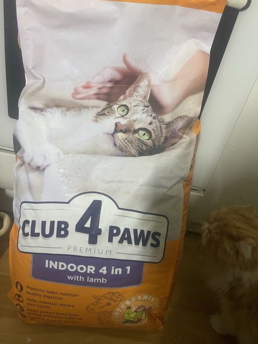 Корм для котов Клуб 4 Лапы Indoor 4 в 1! 14 кг! Новый! Недорогл!